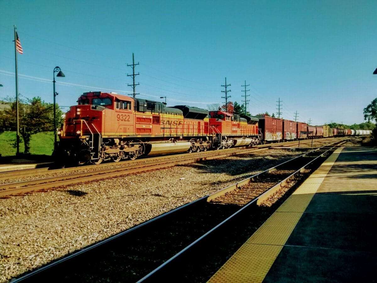 A freight train in Chicago, IL. Photo by Marco Montero Pisani on Unsplash.
