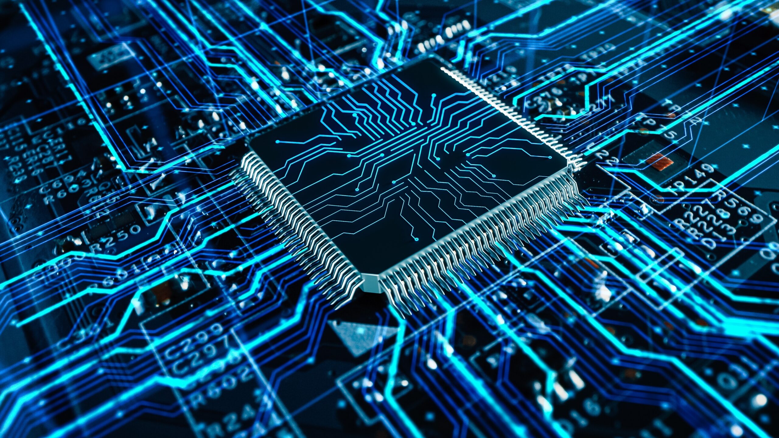 A close-up of a microchip. Image via Shutterstock.