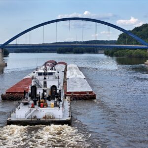 Large,Barge,Traveling,Under,The,Dale,Gardner,Veterans,Memorial,Bridge